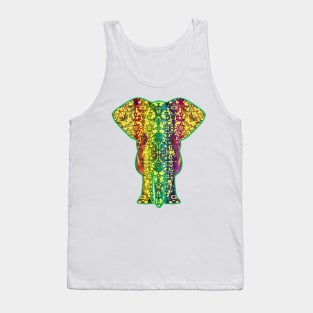 Rainbow Yellow Elephant in Green Tank Top